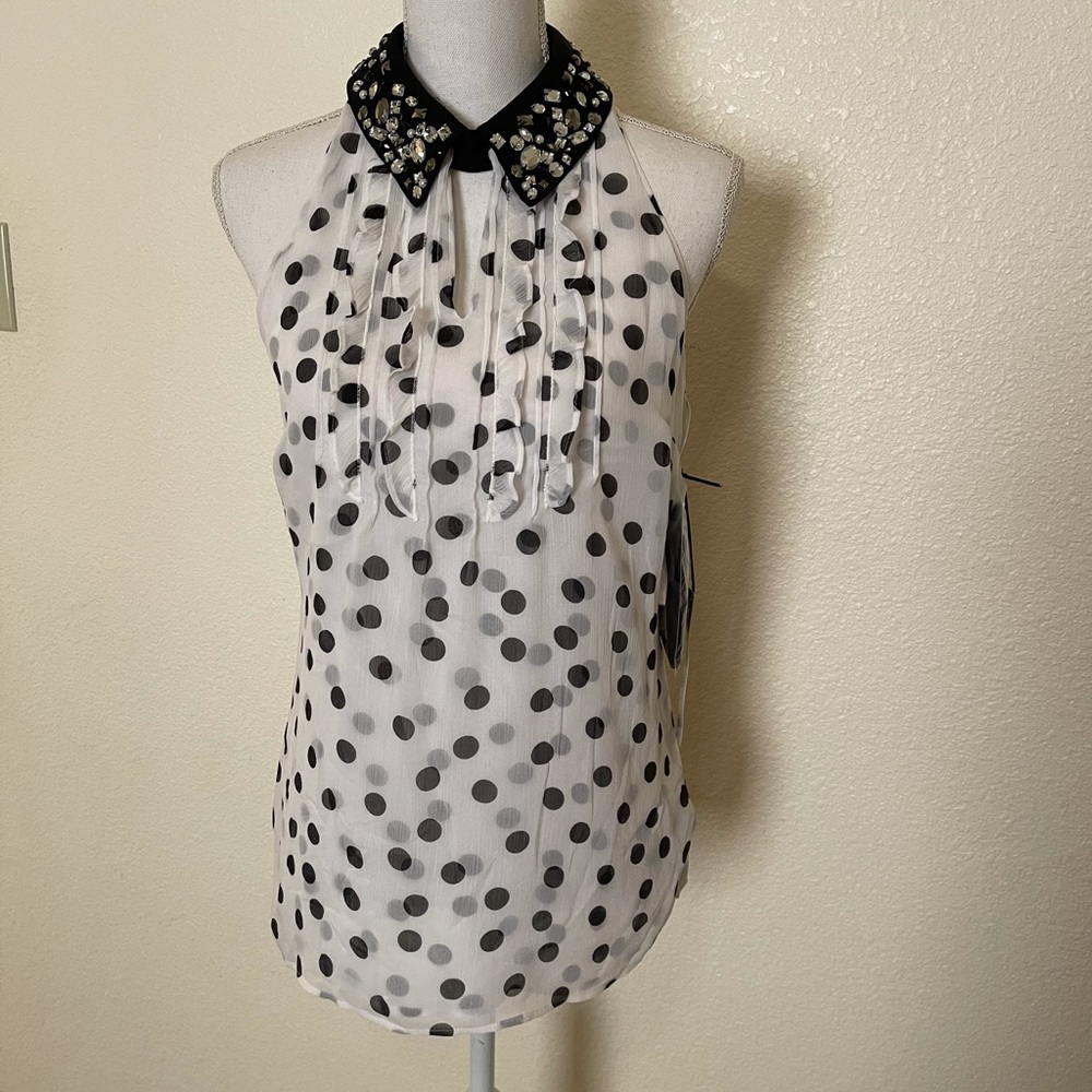 NWT White House Black Market Polka Dot Blouse